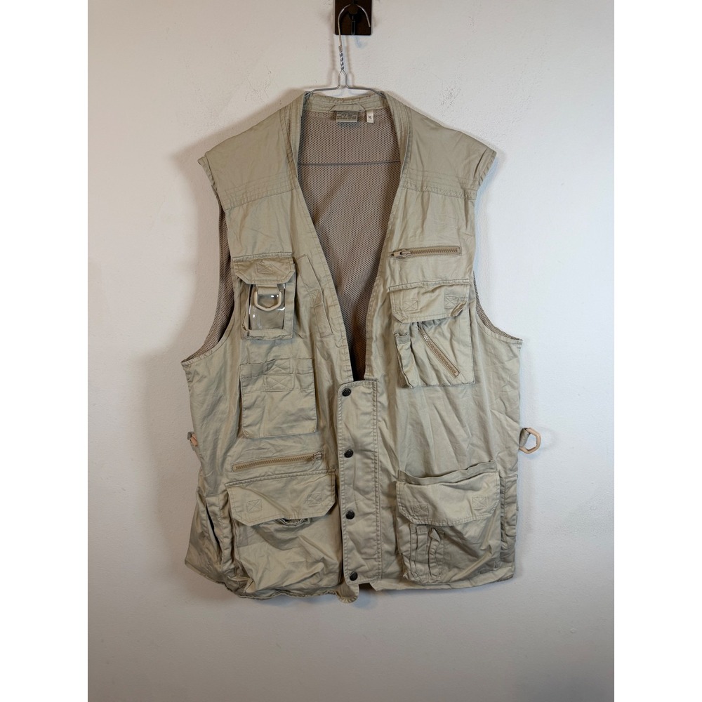 Kodak Mens Utility Vest Multi Pocket Mesh Lined Tan XL